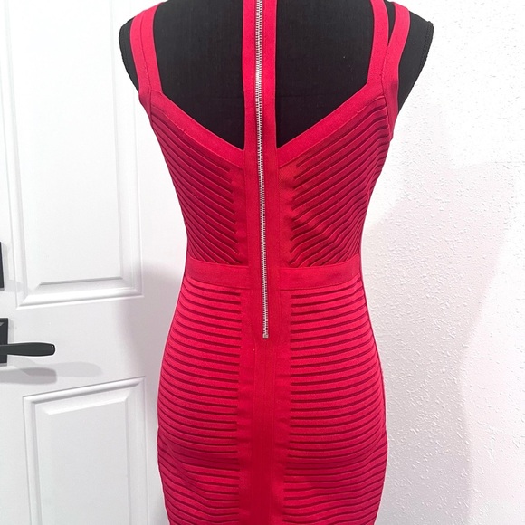 Guess Red Bodycon Midi Dress Mock Neck Sleeveless M - Picture 10 of 15